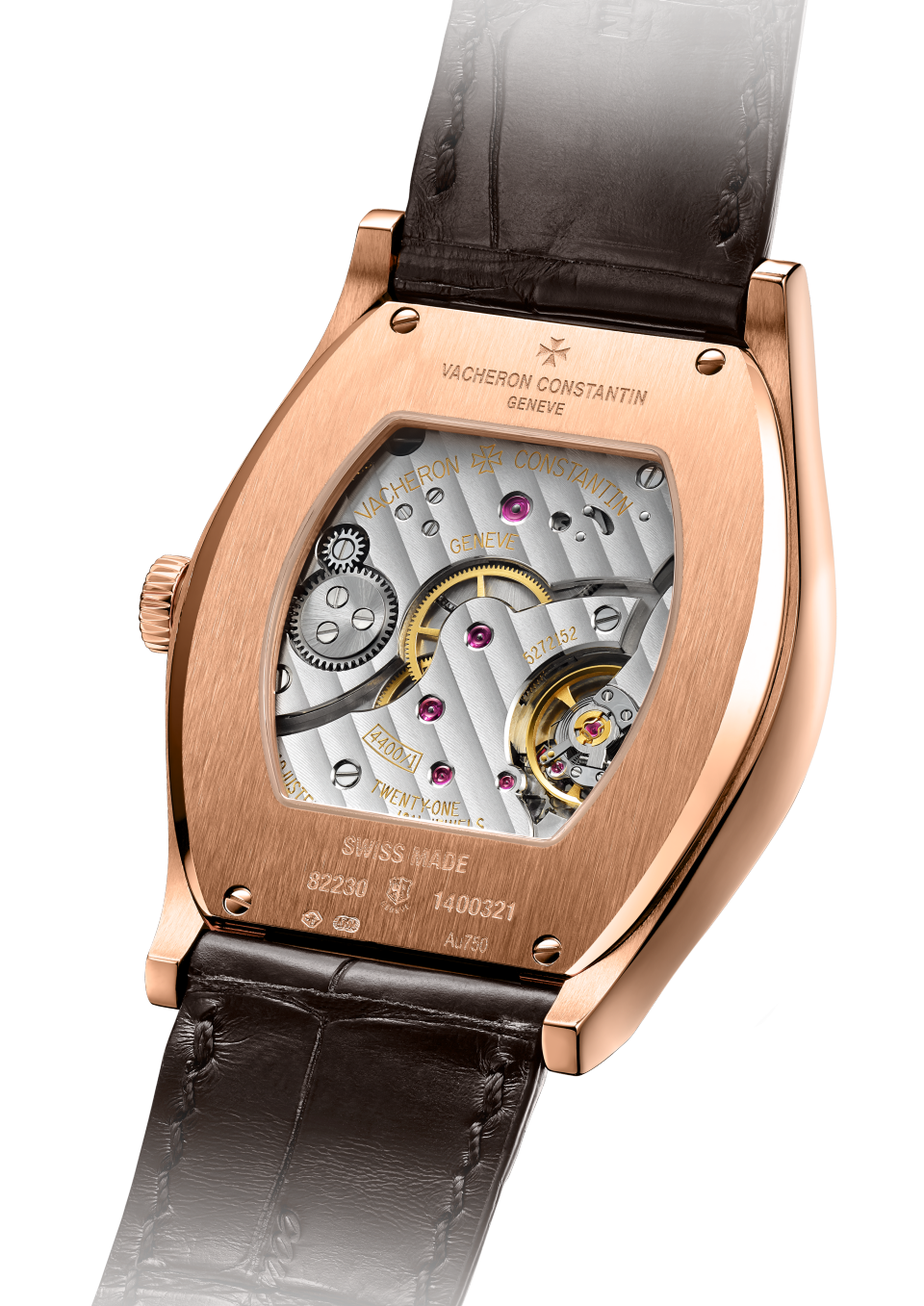 3/4 view - Image - Watch - Malte manual-winding - 42 x 36.7 mm Pink Gold with Alligator leather strap