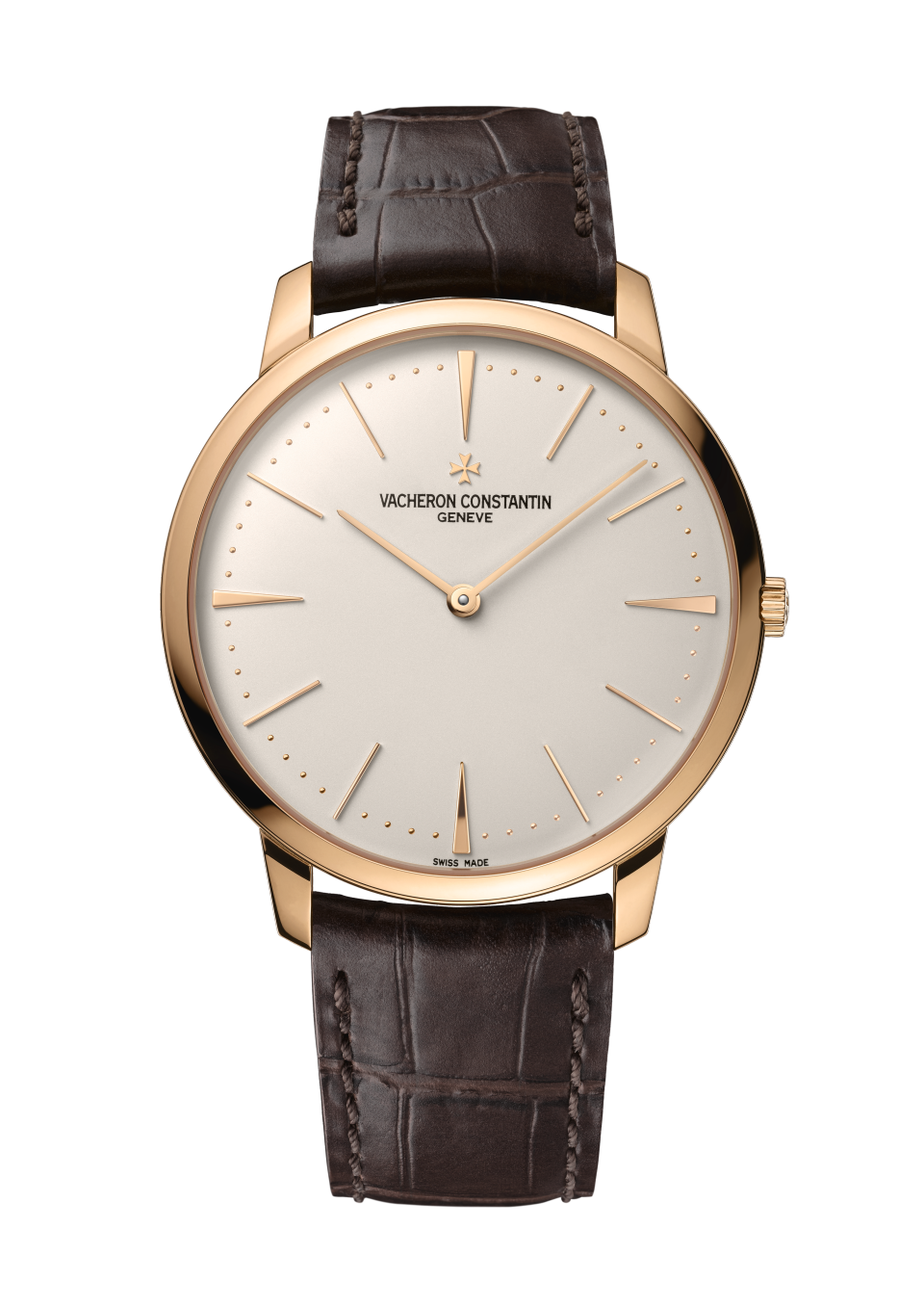 Front view - Packshot - Watch - Patrimony manual-winding - 40 mm Pink Gold with Alligator leather strap