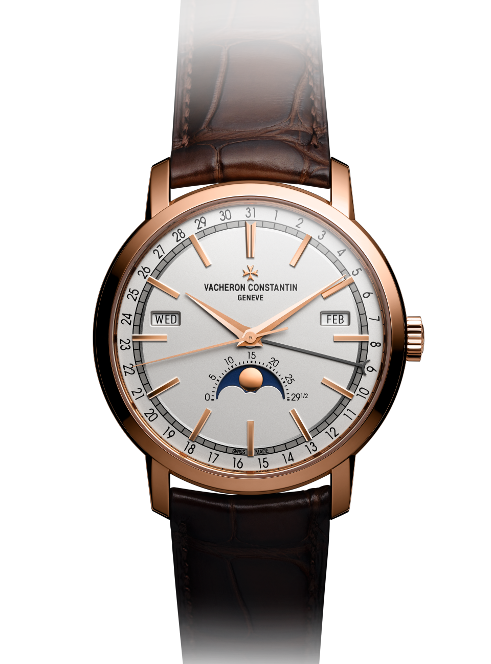 Alternative view - Ambiance product photo - Watch - Traditionnelle complete calendar - 41 mm Pink Gold with Alligator leather strap