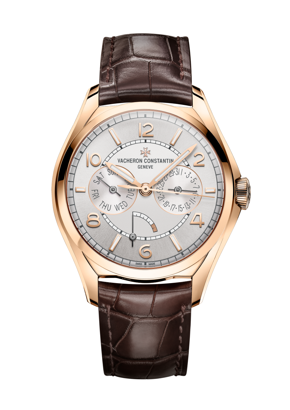 Front view - Packshot - Watch - Fiftysix day-date - 40 mm Pink Gold with Alligator leather strap