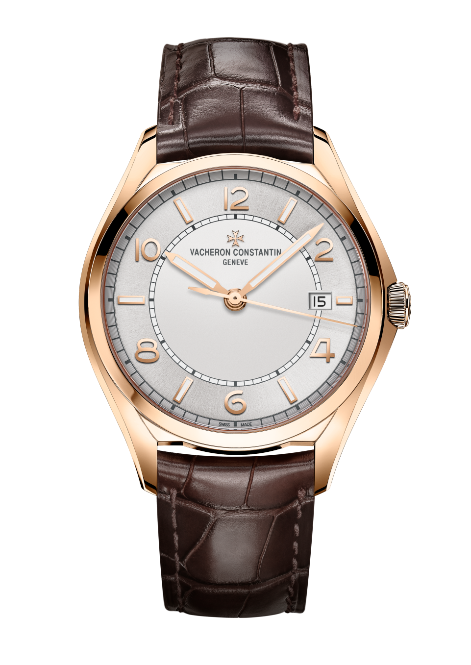Front view - Packshot - Watch - Fiftysix self-winding - 40 mm Pink Gold with Alligator leather strap
