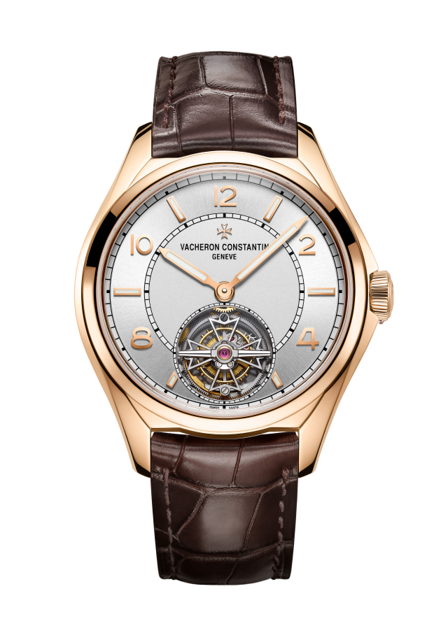 Front view - Packshot - Watch - Fiftysix tourbillon - 41 mm Pink Gold with Alligator leather strap
