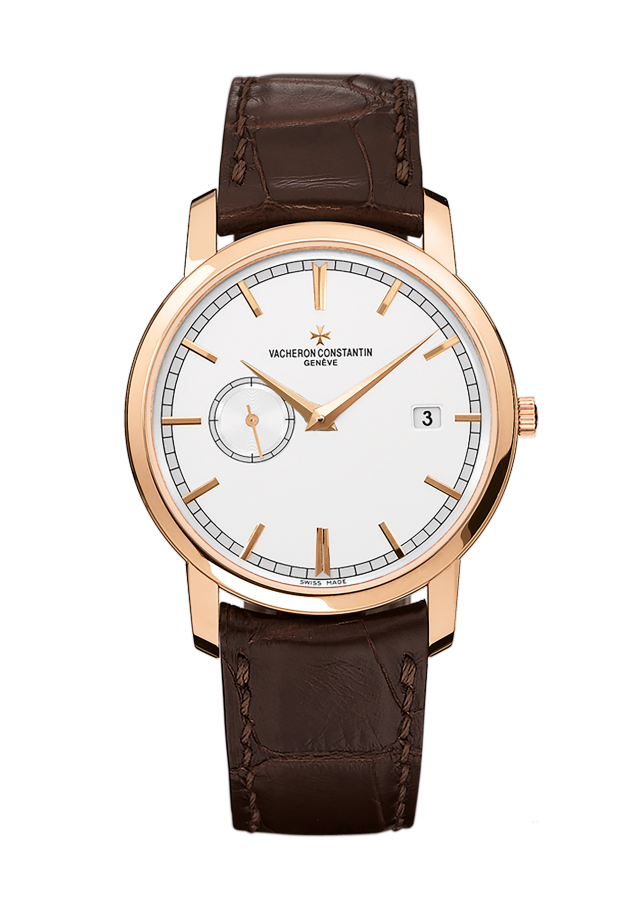 Front view - Packshot - Watch - Traditionnelle self-winding - 38 mm Pink Gold with Alligator leather strap