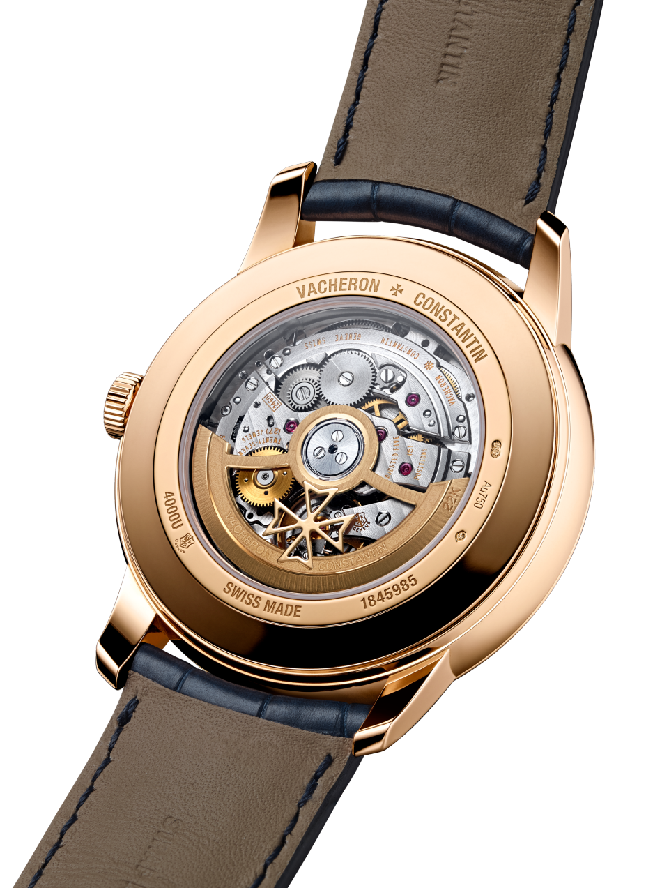 3/4 view - Image - Watch - Patrimony retrograde day-date - 42.5 mm Pink Gold with Alligator leather strap