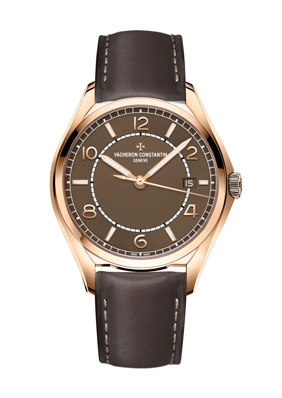Front view - Packshot - Watch - Fiftysix self-winding - 40 mm Pink Gold with Calfskin leather strap