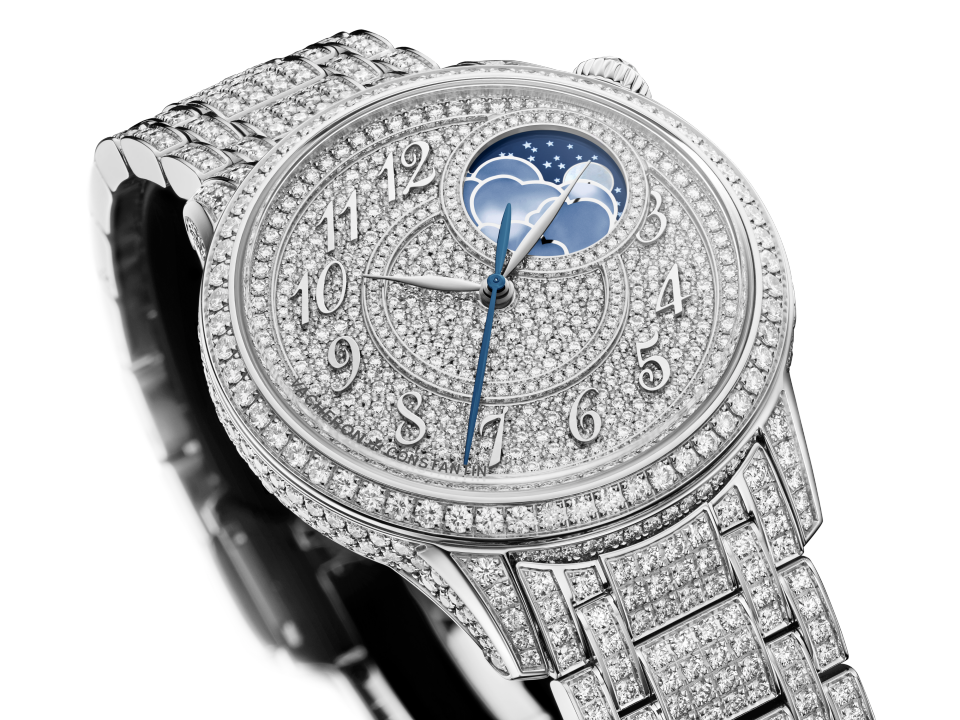 Other view - Ambiance product photo - Watch - Égérie moon phase jewellery - 37 mm White Gold with White Gold strap