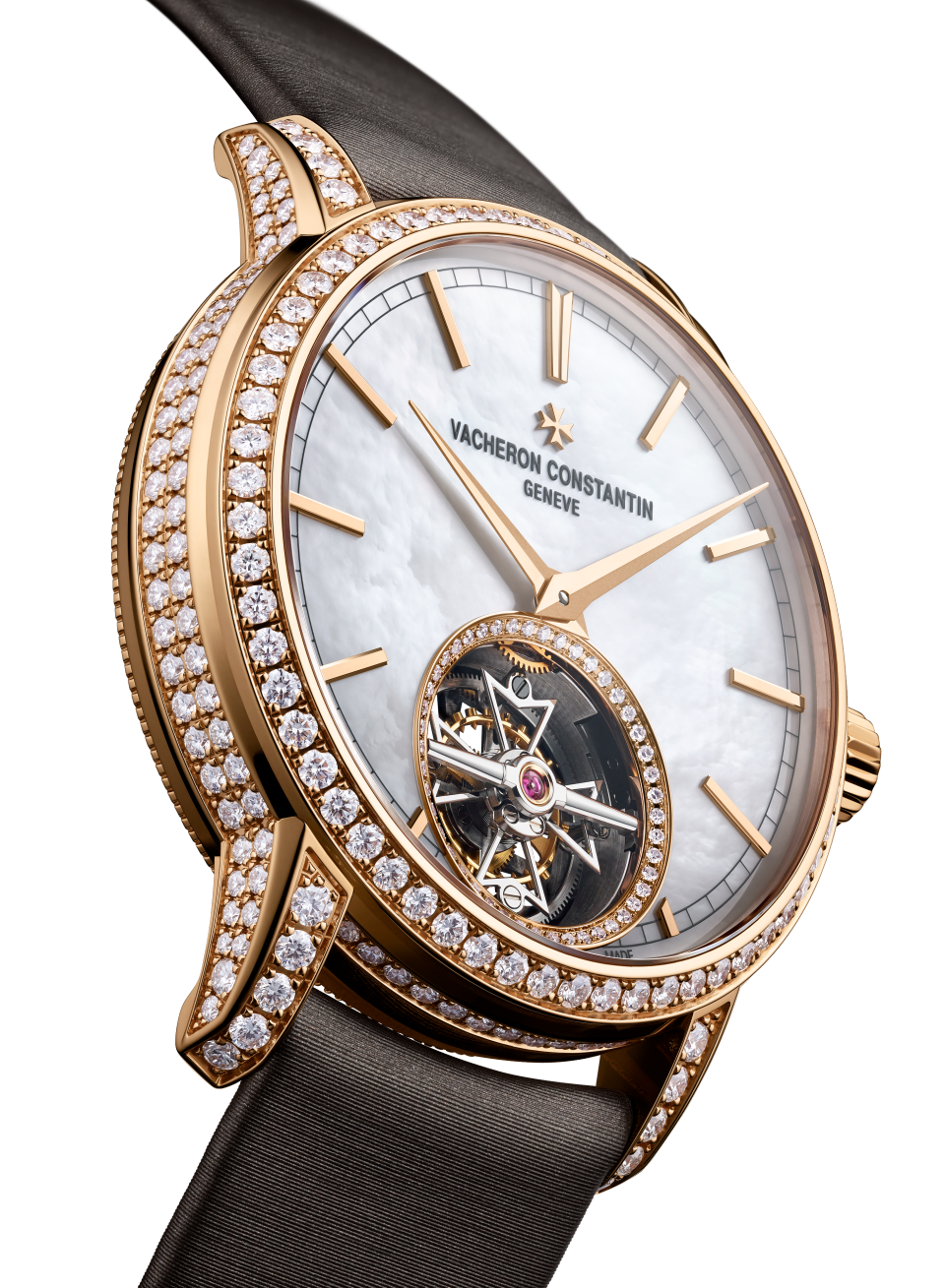 Alternative view - Ambiance product photo - Watch - Traditionnelle tourbillon - 39 mm Pink Gold with Satin, Alligator leather straps