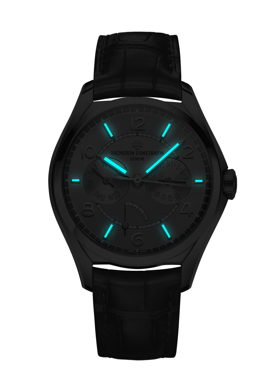 Night view - Image - Watch - Fiftysix day-date - 40 mm Steel with Alligator leather strap