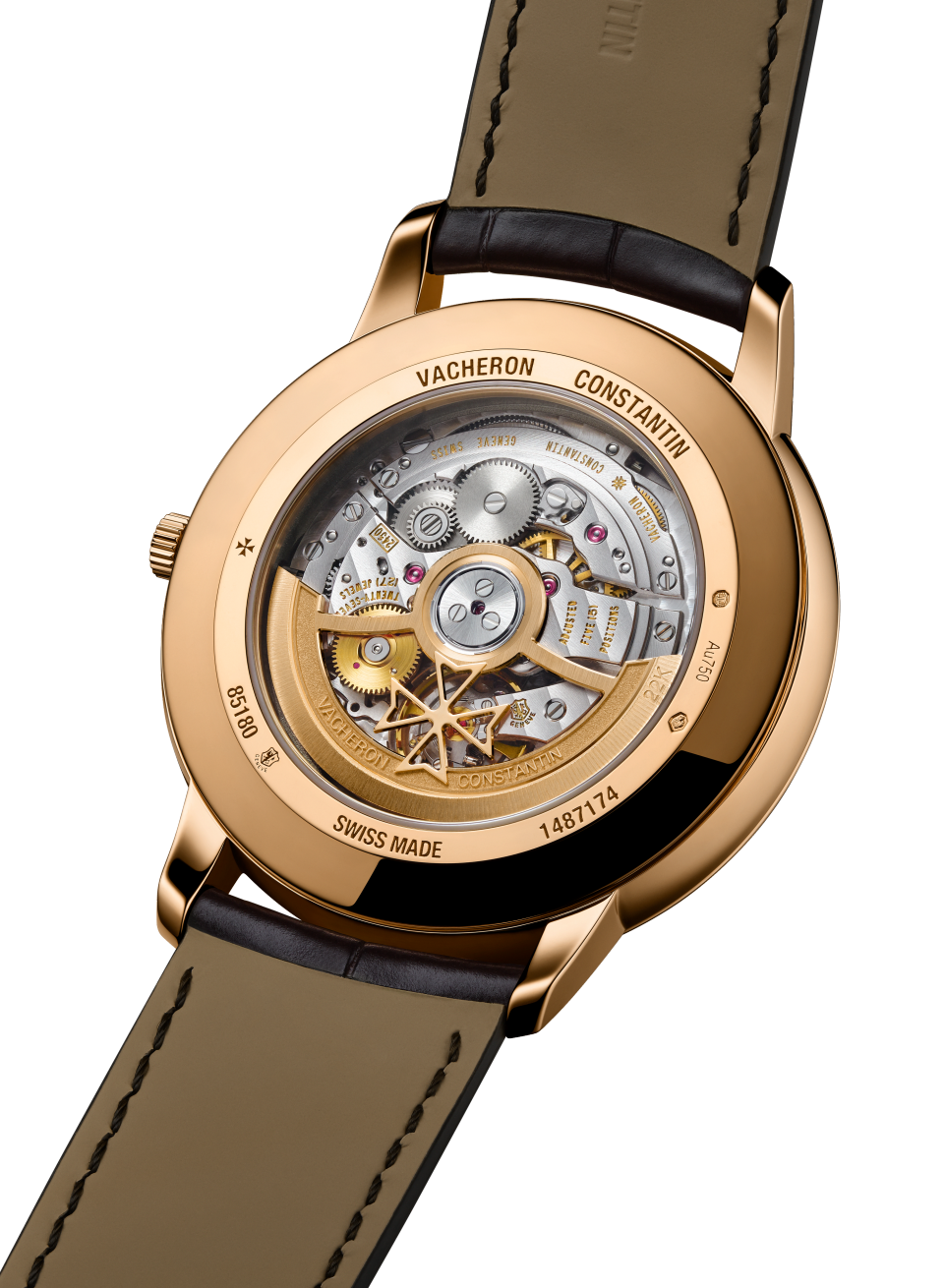 3/4 view - Image - Watch - Patrimony self-winding - 40 mm Pink Gold with Alligator leather strap