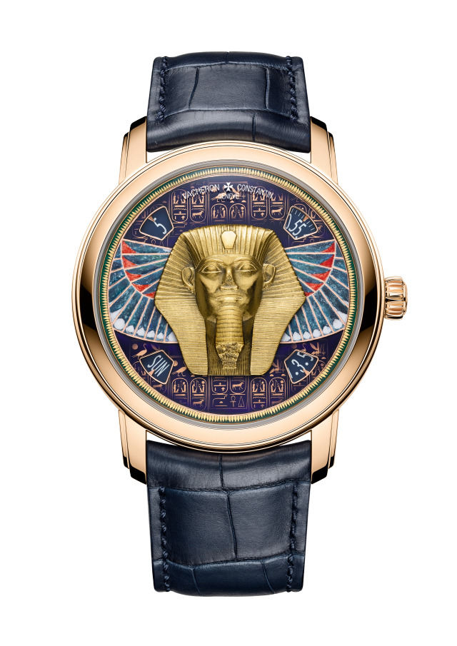 Front view - Packshot - Watch - Métiers d'Art Tribute to great civilisations - Grand sphinx de Tanis - 42 mm Pink Gold with Alligator leather strap