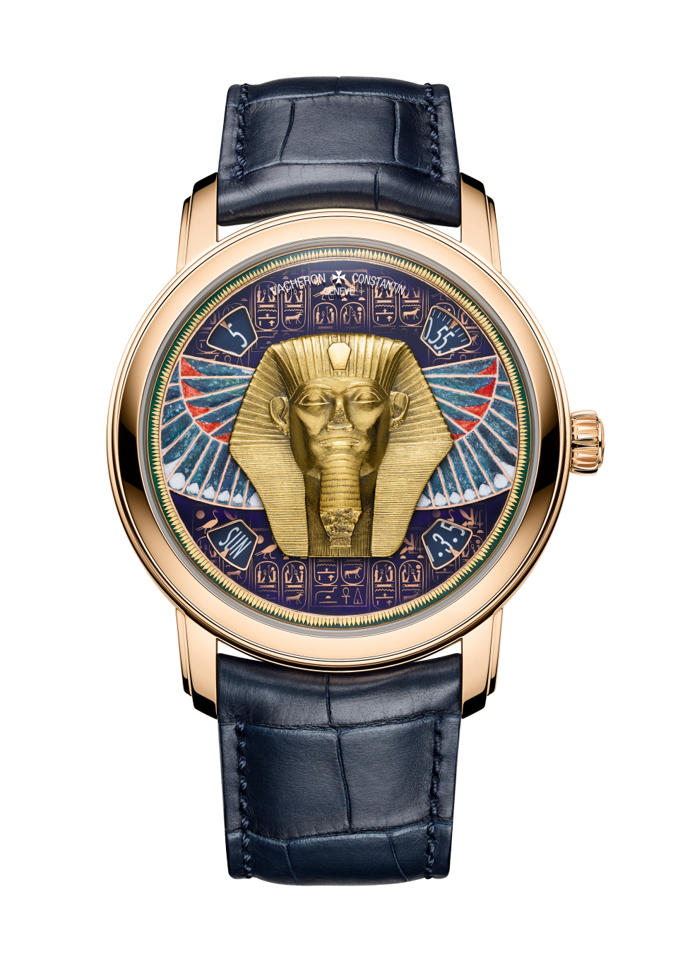Front view - Packshot - Watch - Métiers d'Art Tribute to great civilisations - Grand sphinx de Tanis - 42 mm Pink Gold with Alligator leather strap