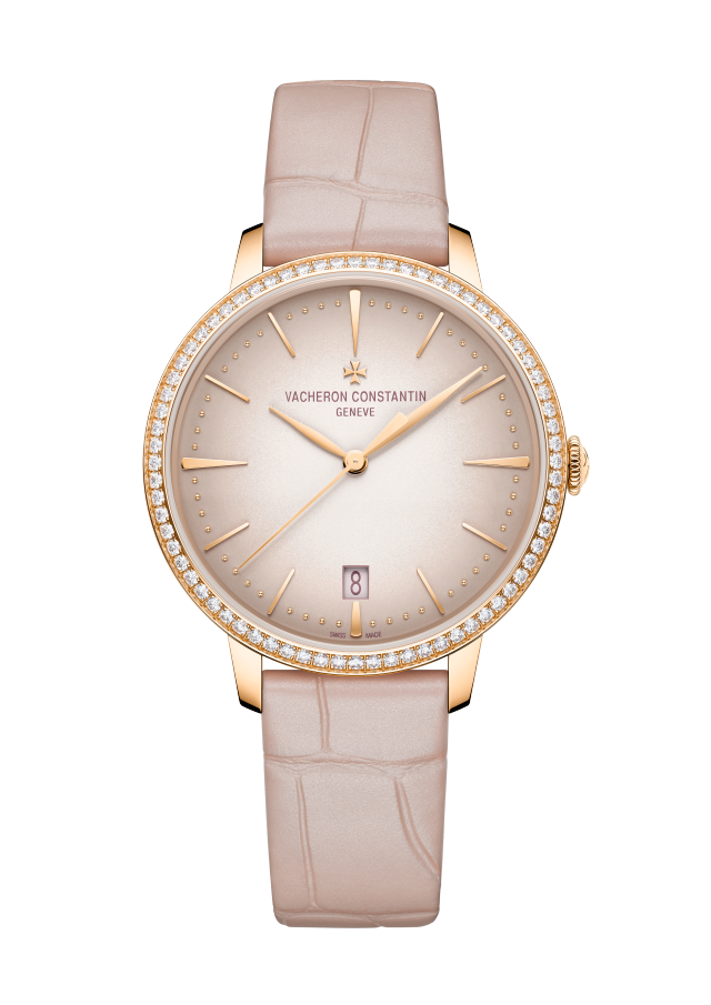 Front view - Packshot - Watch - Patrimony self-winding - 36.5 mm Pink Gold with Alligator leather strap