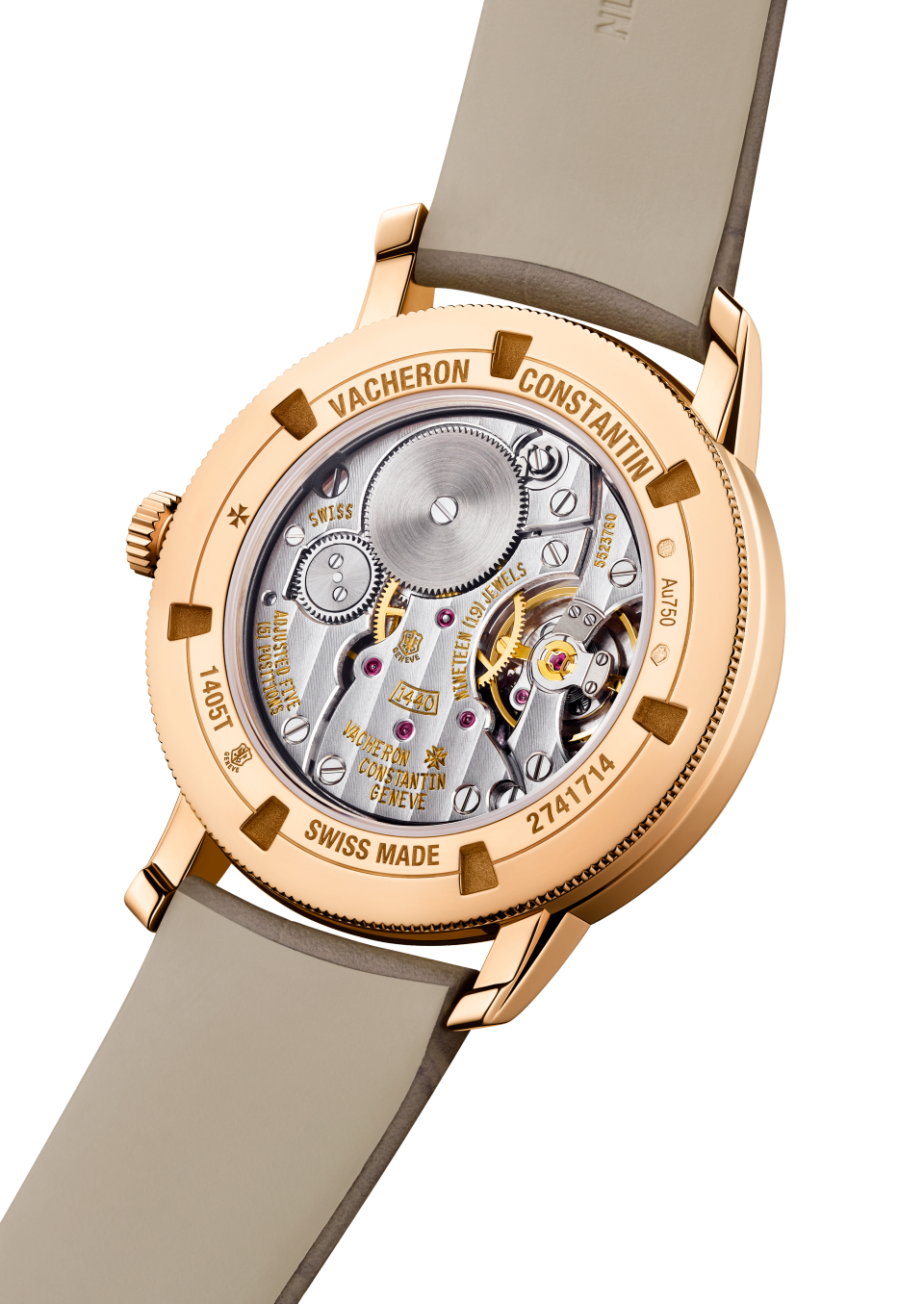 Close-up view - Packshot - Watch - Traditionnelle manual-winding - 33 mm Pink Gold with Alligator leather strap