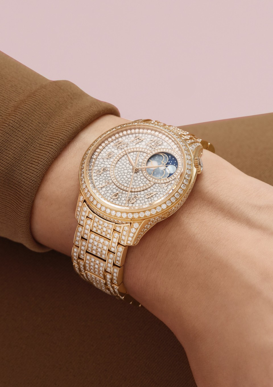  - Lifestyle product photo - Watch - Égérie moon phase jewellery - 37 mm Pink Gold with 18K pink gold strap
