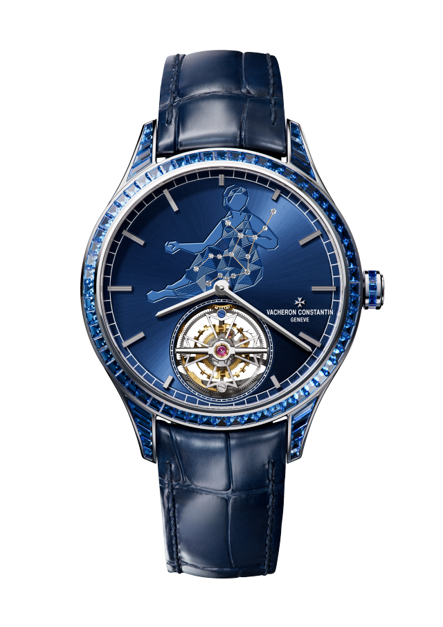 Front view - Packshot - Watch - Métiers d'Art Tribute to The Celestial -  Virgo - 39 mm White Gold with Alligator leather strap