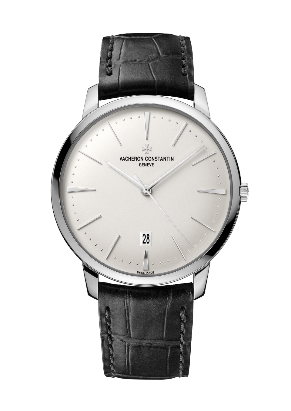 Front view - Packshot - Watch - Patrimony self-winding - 40 mm White Gold with Alligator leather strap