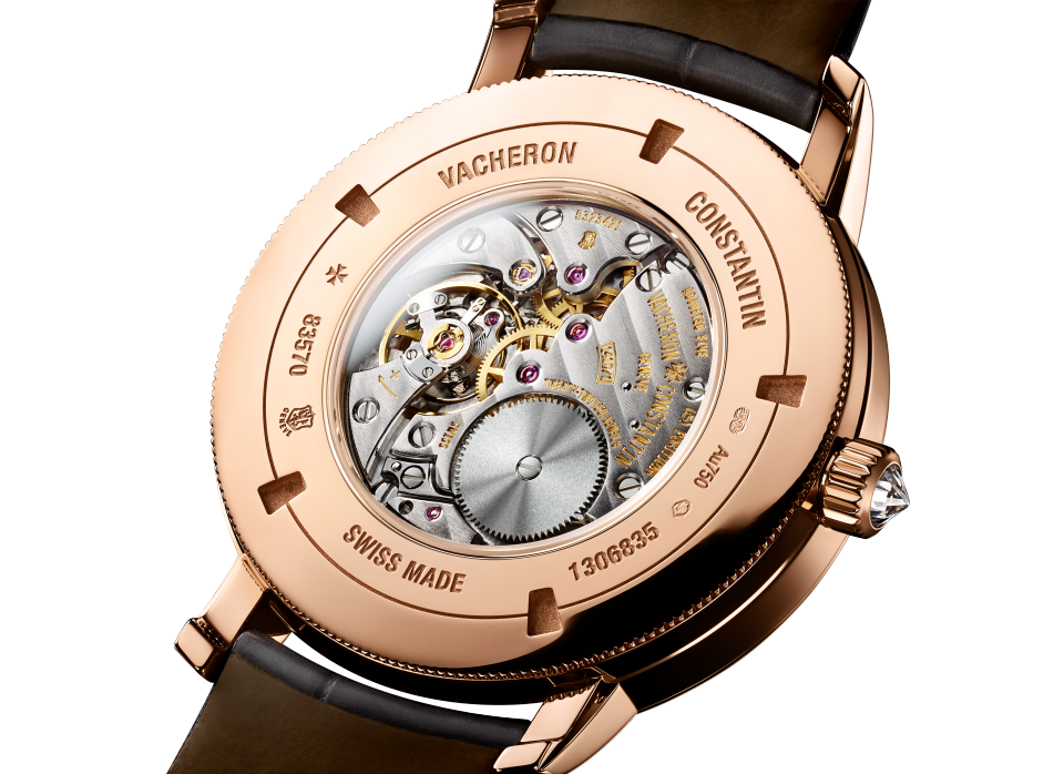 Back view - Packshot - Watch - Traditionnelle moon phase - 36 mm Pink Gold with Alligator leather strap
