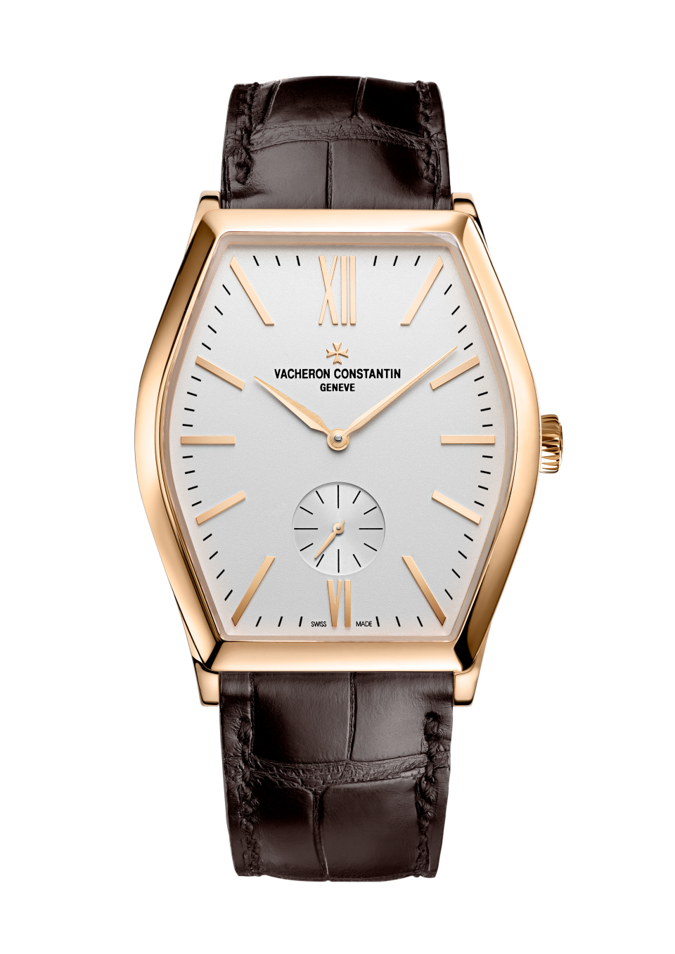 Front view - Packshot - Watch - Malte manual-winding - 42 x 36.7 mm Pink Gold with Alligator leather strap
