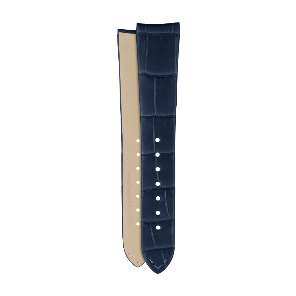 Half-matte dark blue alligator strap for Vacheron Constantin watches - XF082118 Front & Back