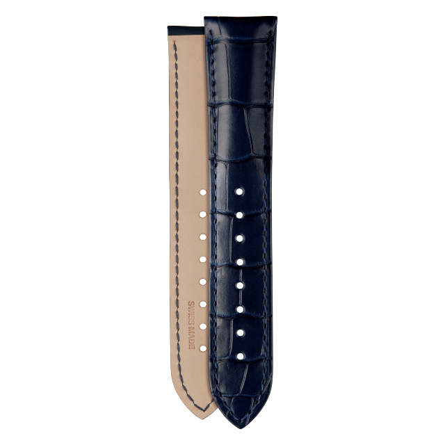 Half-matte dark blue alligator strap for Vacheron Constantin watches - XF082829 Front & Back