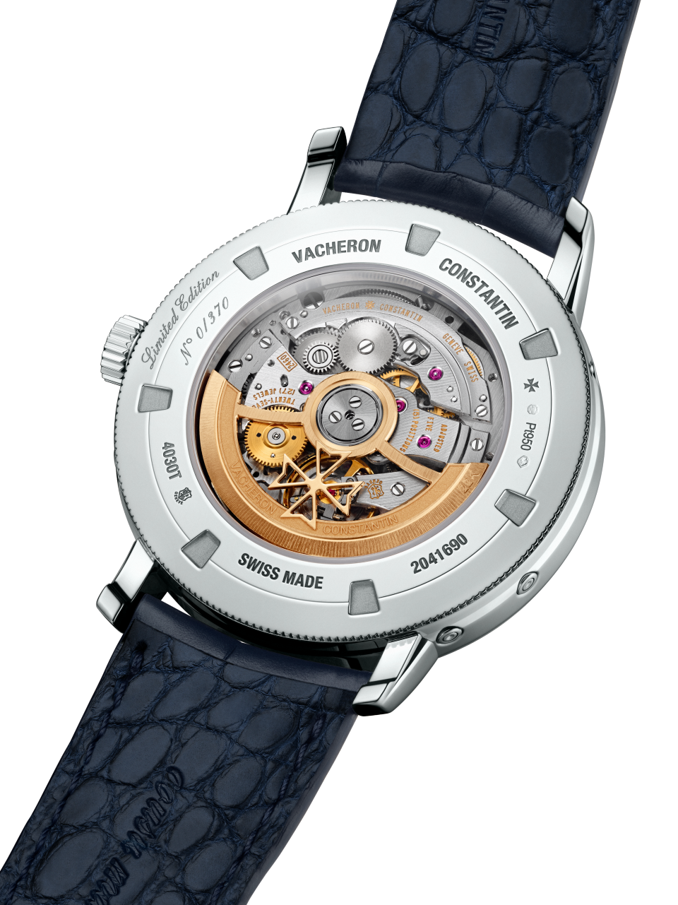 3/4 view - Image - Watch - Traditionnelle perpetual calendar retrograde date openface - 41 mm Platinum with Alligator leather strap