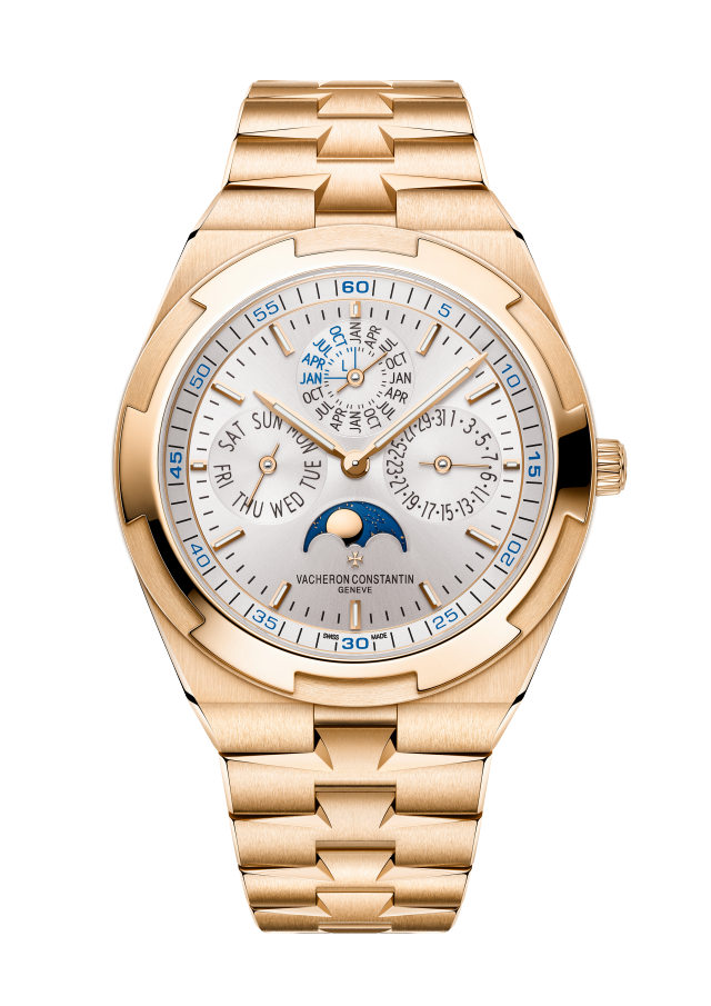 Front view - Packshot - Watch - Overseas perpetual calendar ultra-thin - 41.5 mm Pink Gold with 18K pink gold, Rubber, Grained calfskin leather straps