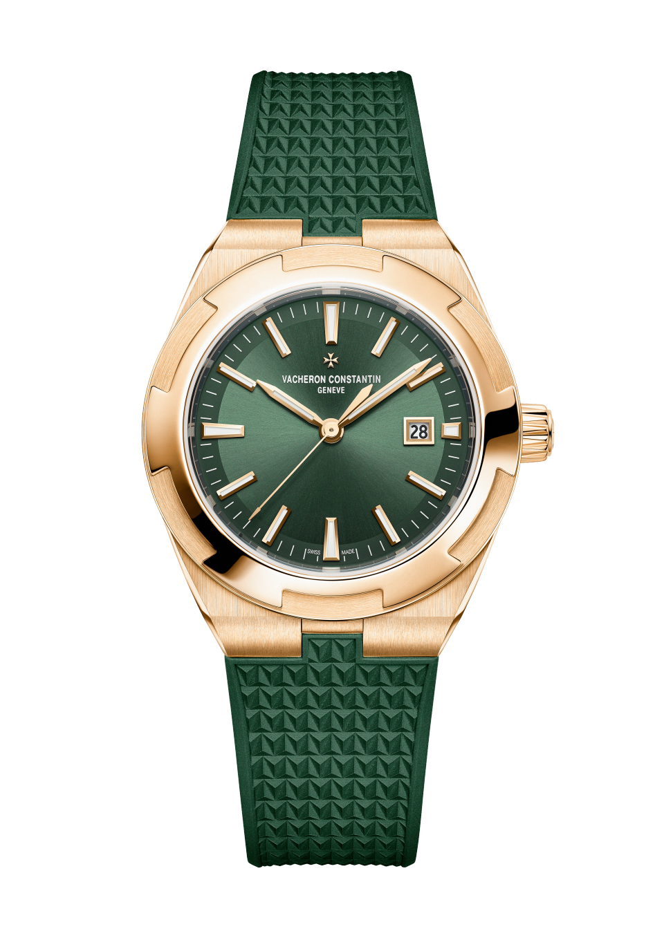 Alternative view - Image - Watch - Overseas self-winding - 34.5 mm Pink Gold with Grained calfskin leather, 18K pink gold, Rubber straps