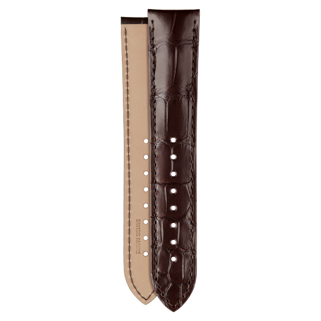 Half-matte dark brown alligator strap for Vacheron Constantin watches - XF082830 Front & Back