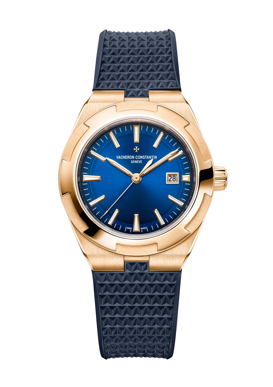 Alternative view - Image - Watch - Overseas self-winding - 34.5 mm Pink Gold with Grained calfskin leather, 18K pink gold, Rubber straps