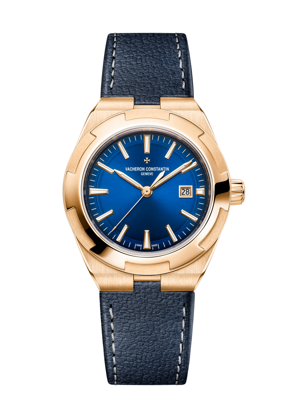 Alternative view - Image - Watch - Overseas self-winding - 34.5 mm Pink Gold with Grained calfskin leather, 18K pink gold, Rubber straps