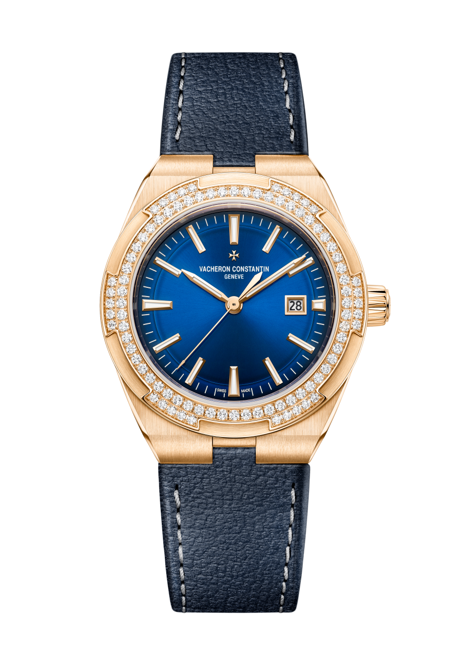 Alternative view - Image - Watch - Overseas self-winding - 35 mm Pink Gold with Grained calfskin leather, 18K pink gold, Rubber straps