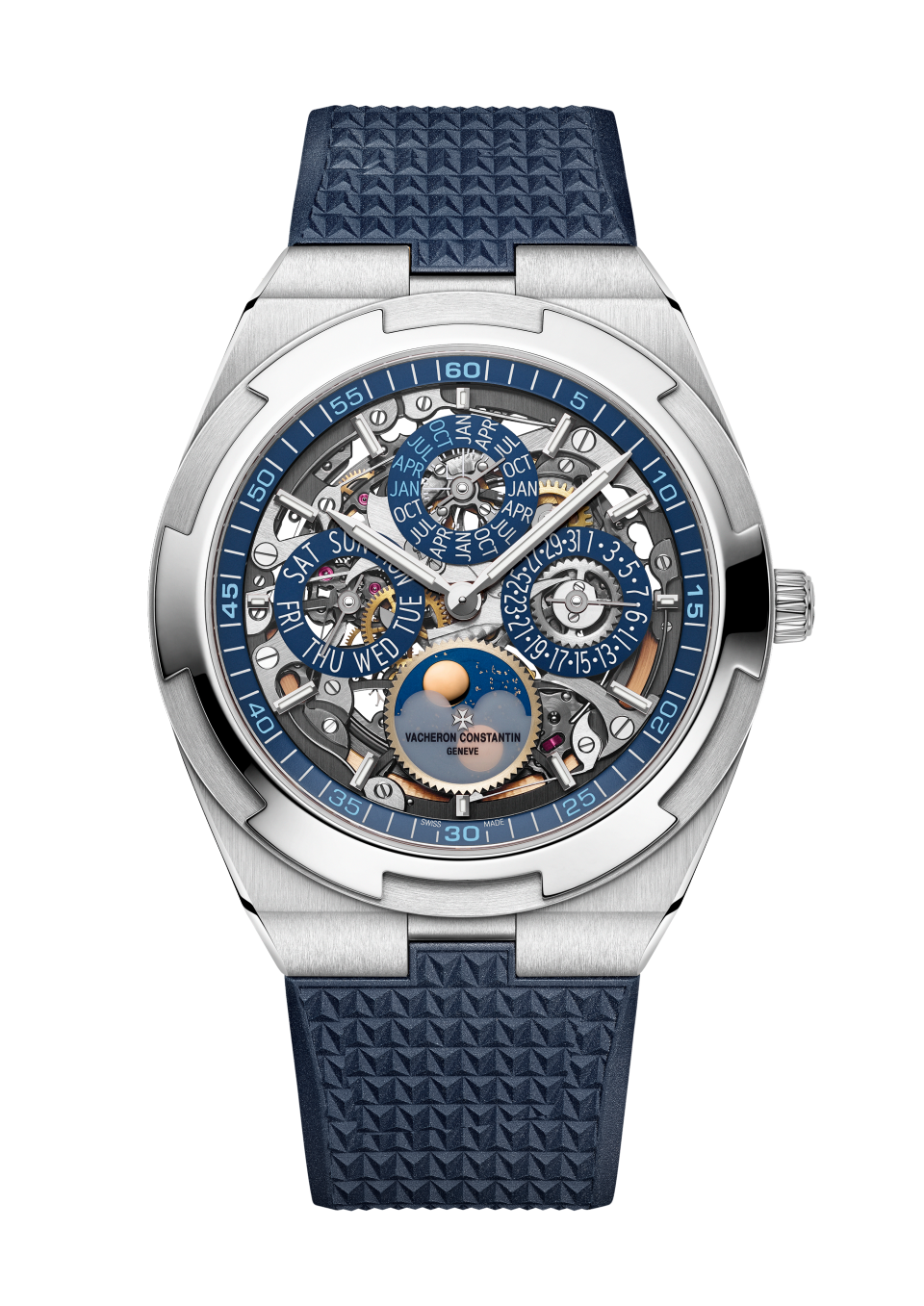 Alternative view - Image - Watch - Overseas perpetual calendar ultra-thin skeleton - 41.5 mm White Gold with Rubber, White Gold, Grained calfskin leather straps
