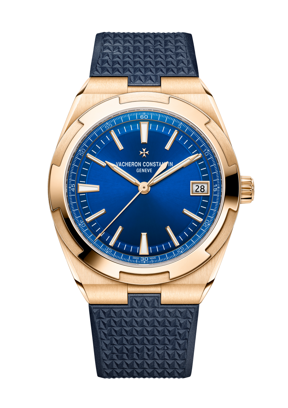 Alternative view - Image - Watch - Overseas self-winding - 41 mm Pink Gold with Grained calfskin leather, Rubber, 18K pink gold straps