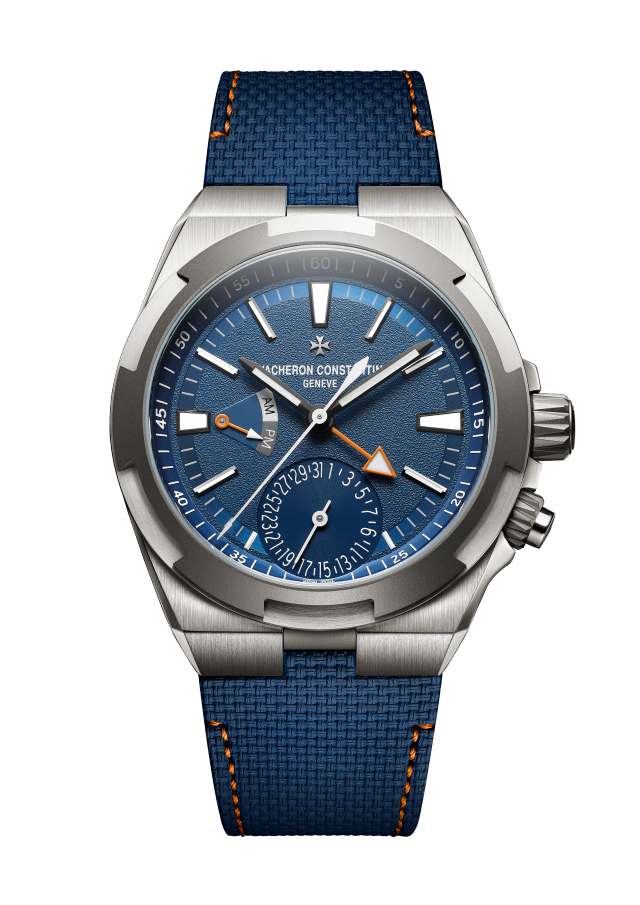 Front view - Image - Watch - Overseas dual time Cardinal Points - East - 41 mm Titanium with Rubber, Titanium straps