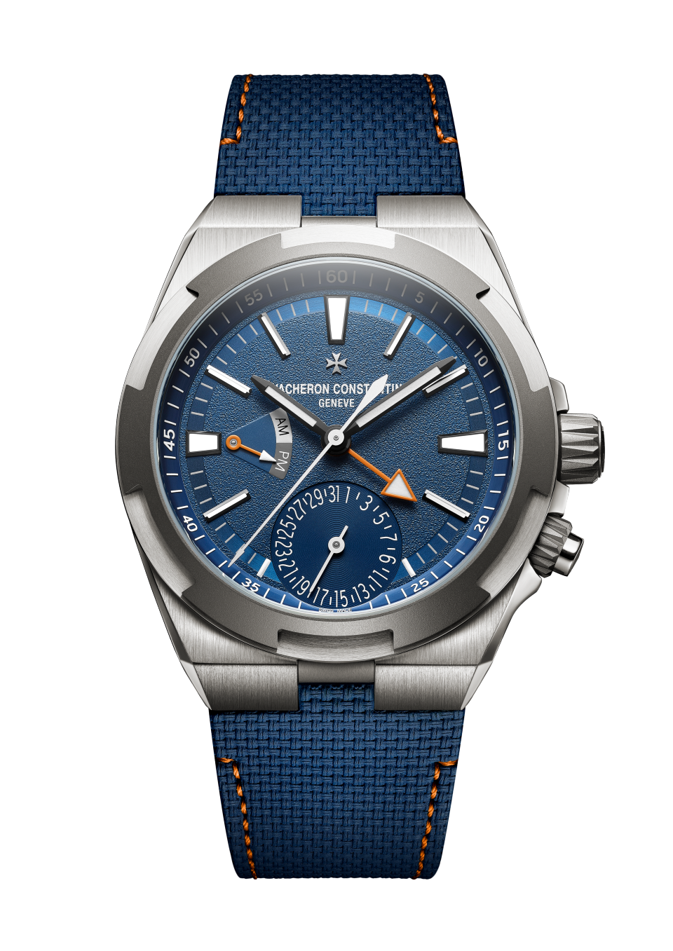 Front view - Image - Watch - Overseas dual time Cardinal Points - East - 41 mm Titanium with Rubber, Titanium straps