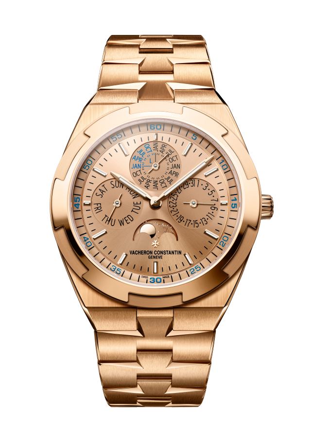 Front view - Packshot - Watch - Overseas perpetual calendar ultra-thin - 41.5 mm Pink Gold with 18K pink gold, Rubber straps