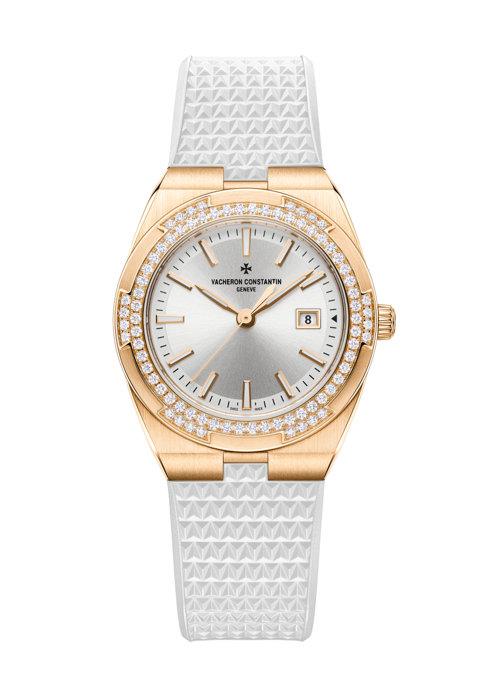 Alternative view - Image - Watch - Overseas quartz - 33 mm Pink Gold with 18K pink gold, Rubber, Calfskin leather straps