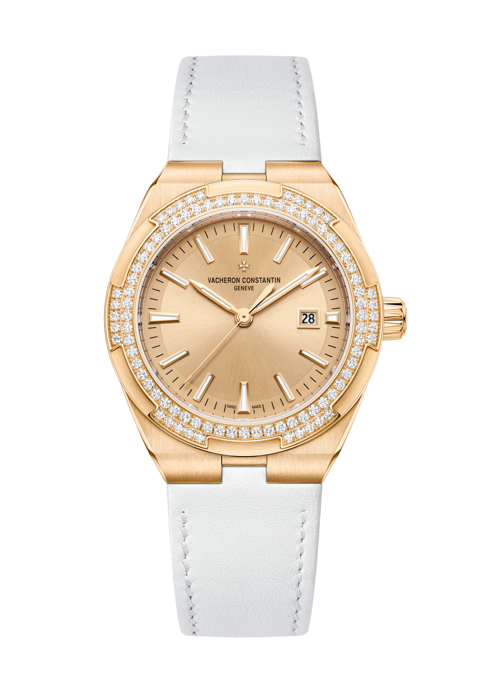 Alternative view - Image - Watch - Overseas self-winding - 35 mm Pink Gold with Calfskin leather, 18K pink gold, Rubber straps