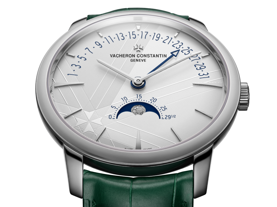 Alternative view - Packshot - Watch - Patrimony moon phase retrograde date - 42.5 mm White Gold with Alligator leather strap