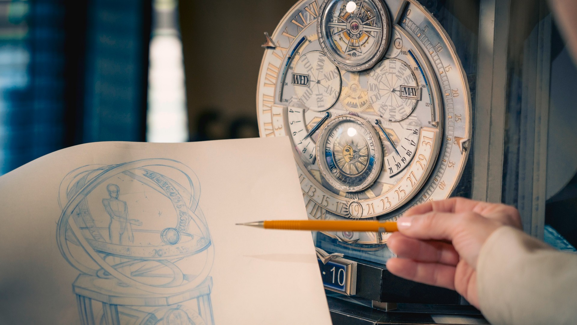 Image illustrating a pen showing the design of a watch 