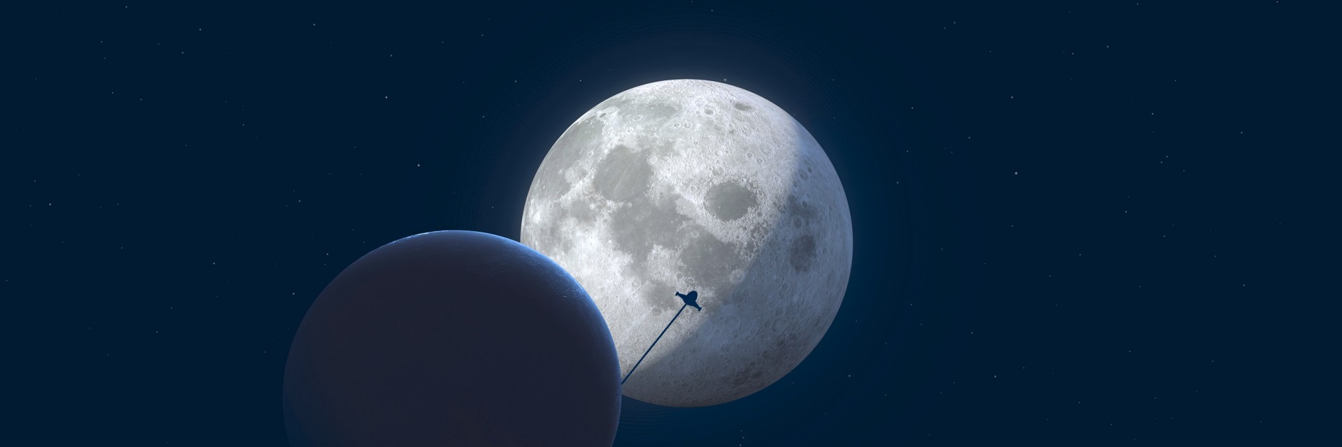 Drawing of a full moon on a dark background