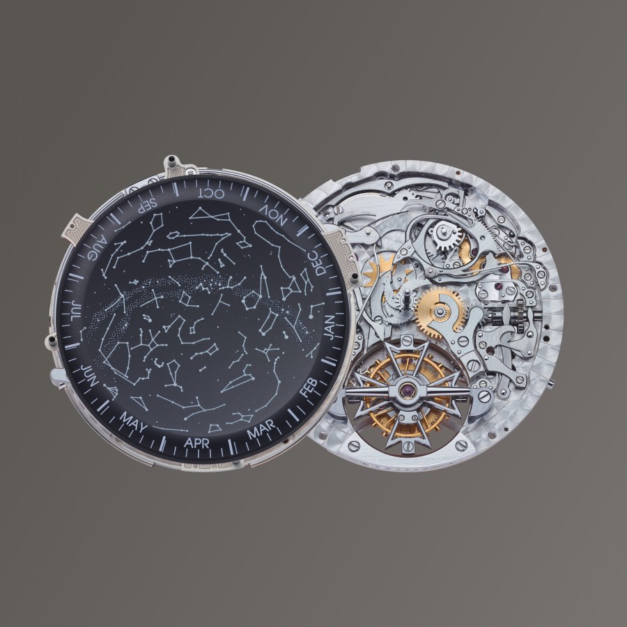 Complex mechanism of an prestigious watch