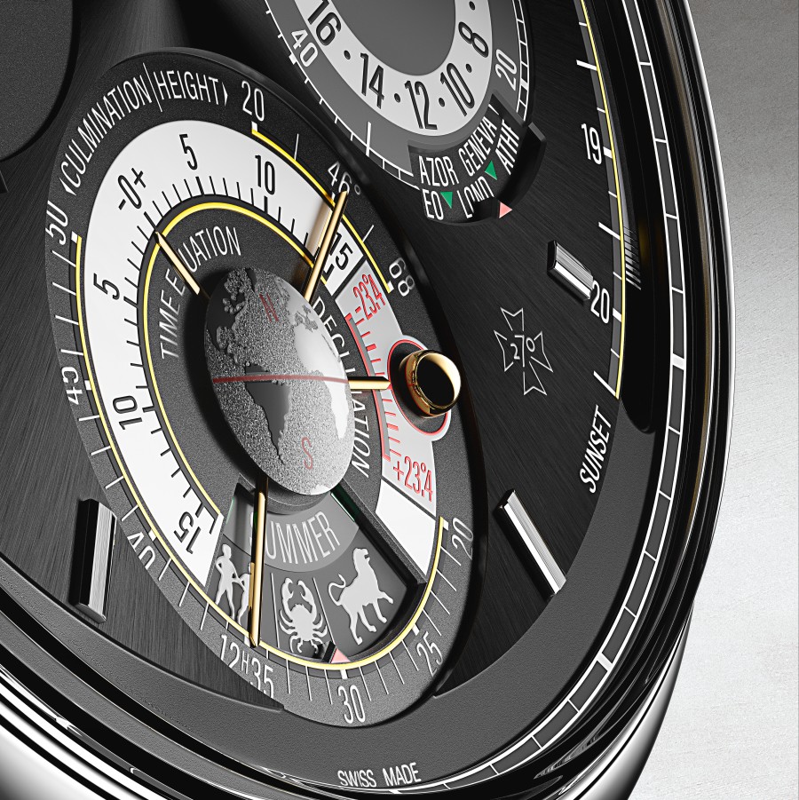 Close-up of a clock with astronomical timekeeping