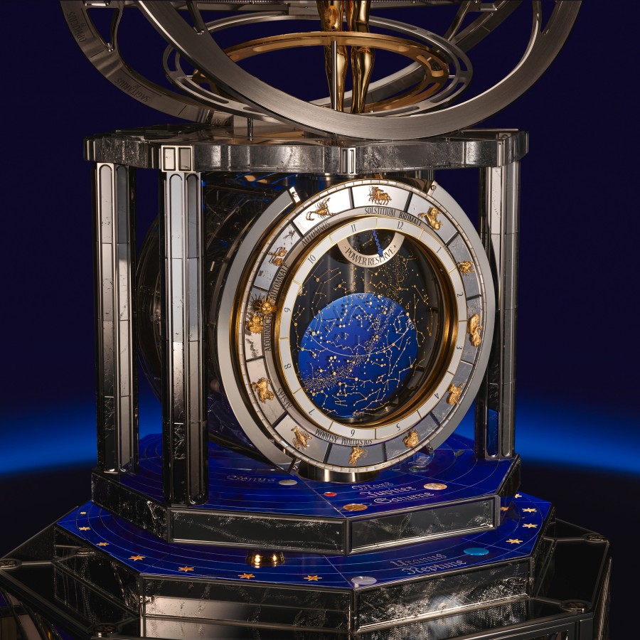 Image illustrating the clock and its rotating circles representing the celestial vault