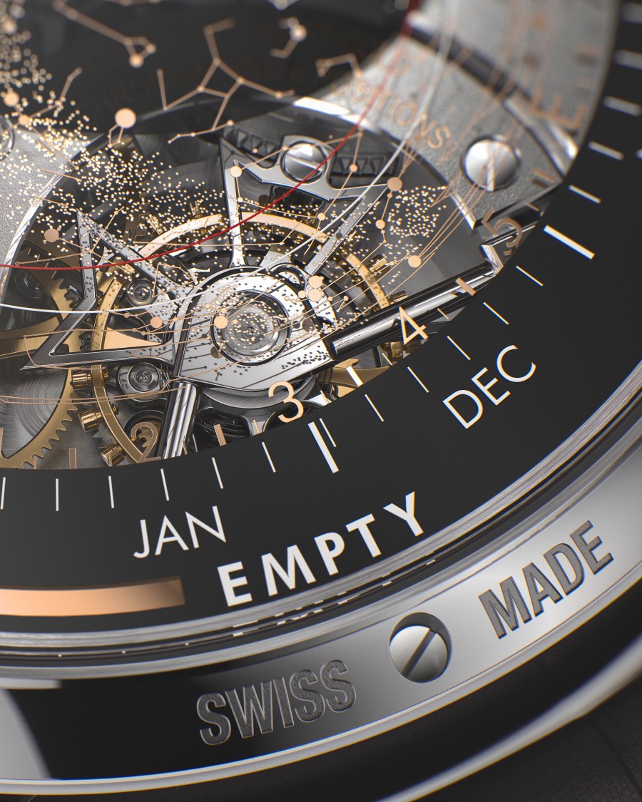 Display of a part of a technically demanding watch