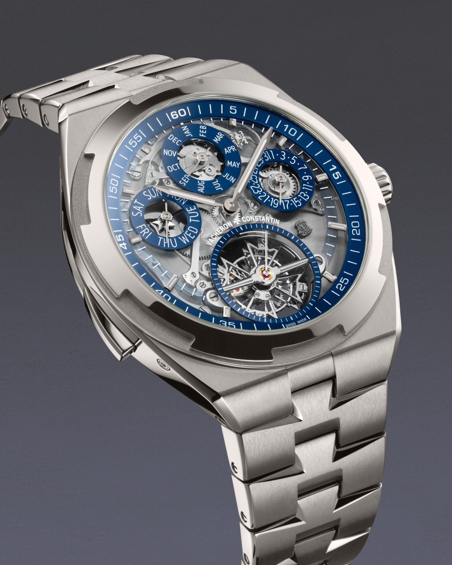 Vacheron Constntin Overseas watch with a steel bracelet